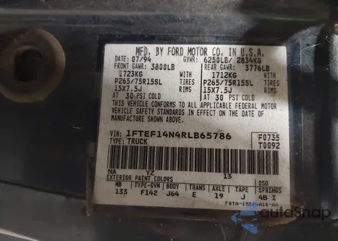 1994 Ford F150 from USA, damaged, VIN 1FTEF14N4RLB65786